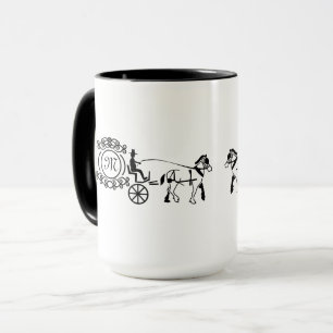 Mug Élégant cheval tiré Mariage Wagon Monogramme