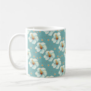 Mug Élégant Chic Blanc Design Design Moderne Fleurs