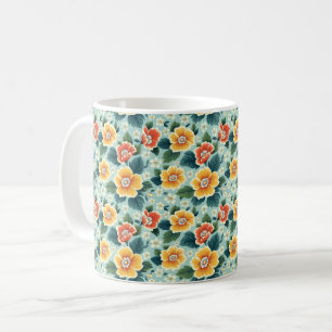 Mug Élégant Chic Coloré Design Design Fleurs Modernes