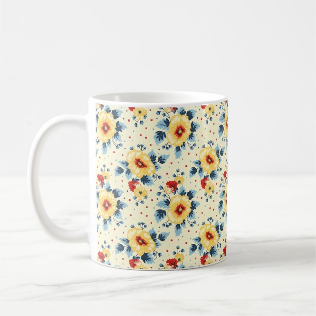 Mug Élégant Chic Coloré Design Design Fleurs Modernes (Gauche)