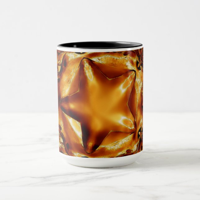 Mug Élégant Chic Cuivre Or Star de Noël (Centre)