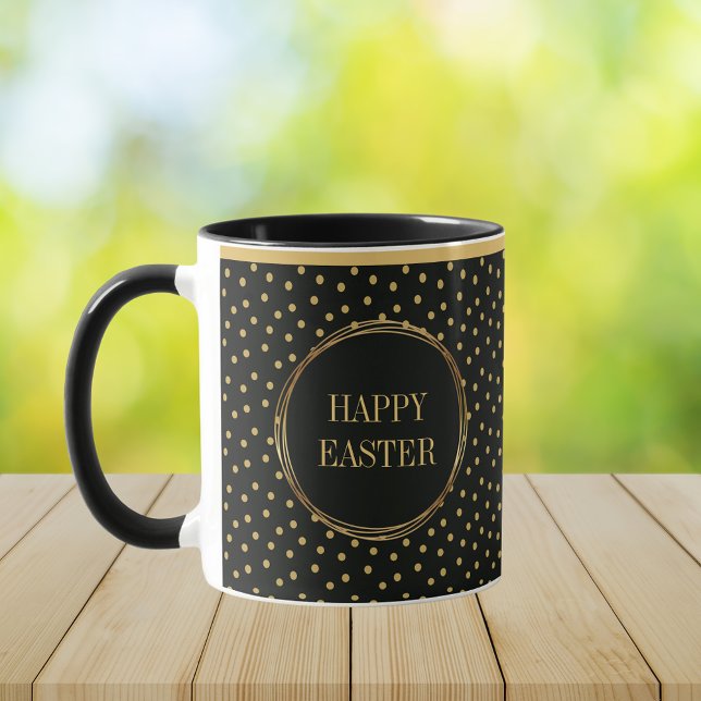 Mug Elégant Chic Gold Pois heureux Pâques (Elegant Chic Gold Polka Dots Religious Christian Happy Easter Mug)
