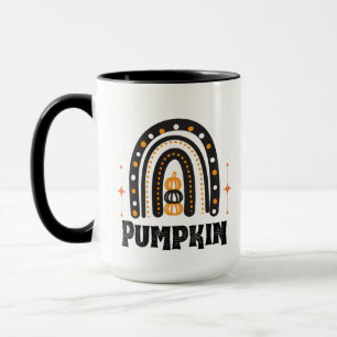 Mug Élégant citrouille noir & orange et arc-en-ciel
