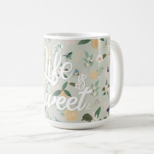 Mug Élégant Citrus Fleurs de citron Papillons