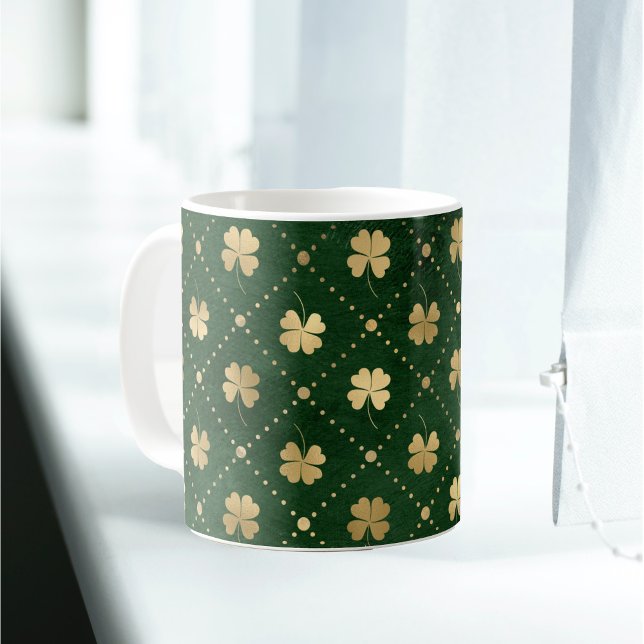 Mug Élégant Clover Vert Or (Créateur téléchargé)