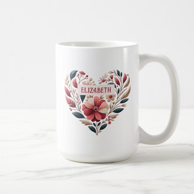 Mug Élégant coeur floral Valentine (Droite)