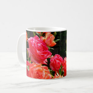 Mug Elégant corail rouge orange rose jardin rose