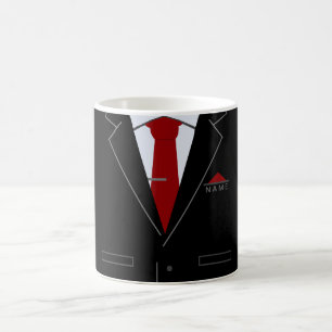 Mug Elégant costume noir et Cravate rouge - Personnali