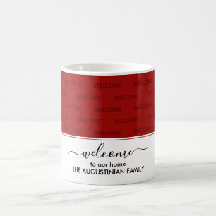 Mug Elégant Crimson rouge BIENVENUE À NOTRE MAISON Inv