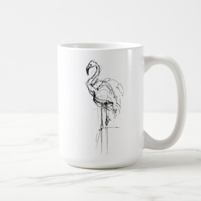 Mug Elégant croquis de Flamant rose tropique (Droite)