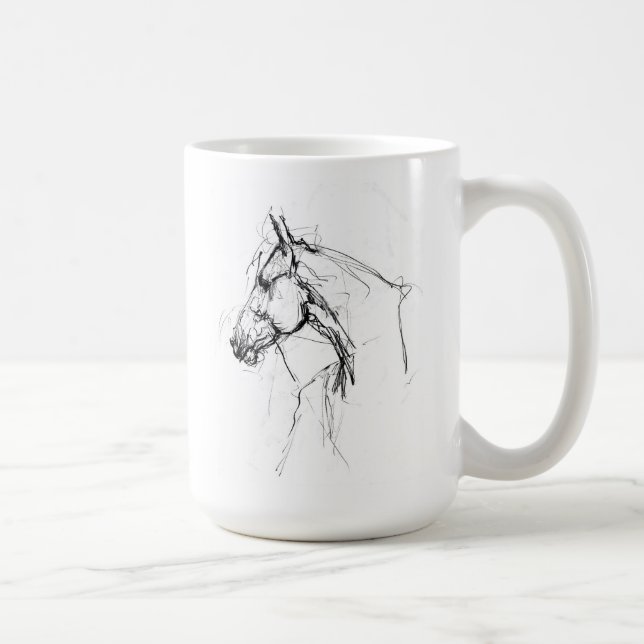 Mug Elégant croquis de portrait de cheval (Droite)
