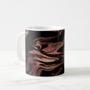 Mug Élégant cuivre moderne rose or & marbre noir