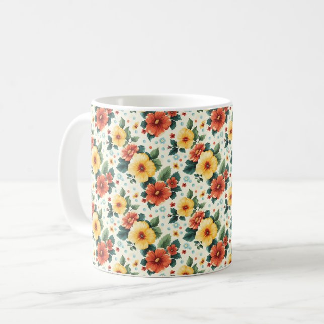 Mug Élégant Cute Sophistiqué Chic Romantique Floral (Devant gauche)