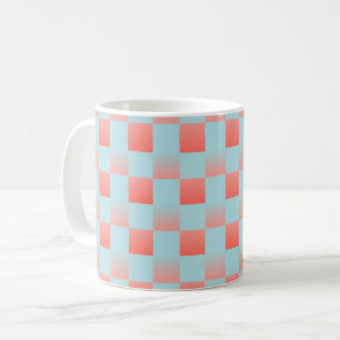 Mug Elégant dégradé à damiers poudre corail bleu rose
