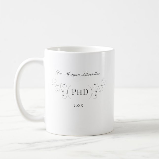 Mug Élégant doctorat Gris Argent Graduation (Gauche)