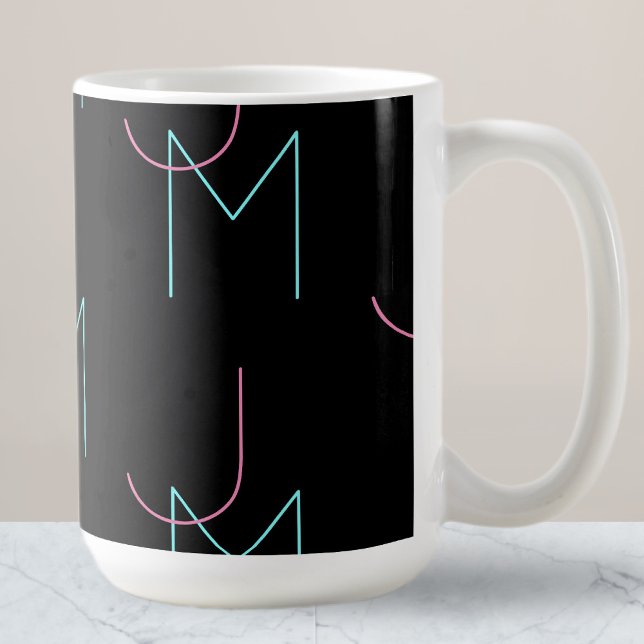 Mug Élégant Éditable Deux Initiales Modernes Carrelées (Créateur téléchargé)