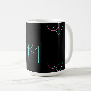 Mug Élégant Éditable Deux Initiales Modernes Carrelées