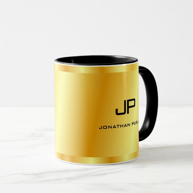 Mug Elégant Faux Gold Monogram Modèle tendance (Devant droit)