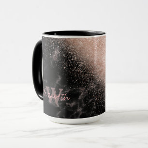 Mug Élégant faux rose en or confetti image en marbre