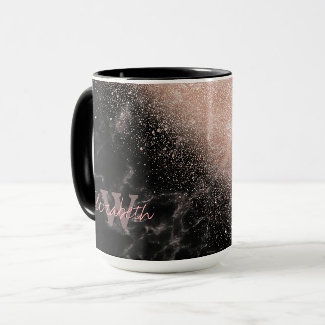 Mug Élégant faux rose en or confetti image en marbre n (Devant gauche)