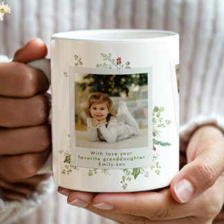 Mug Élégant Festif Botanique de Noël Album photo