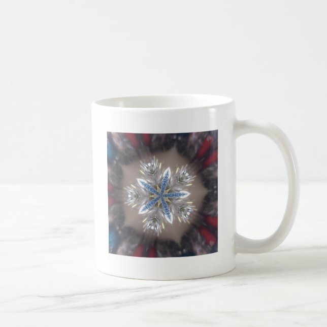 Mug Élégant Festif Star de Noël Bleu brillant Blanc (Droite)