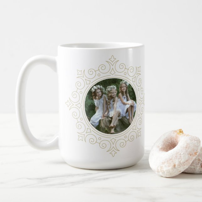 Mug Élégant flocon de neige orné photo de vacances (Avec donut)