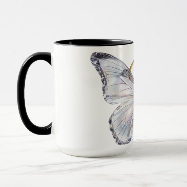 Mug Elegant Floral Butterfly Letter B - Artistic Monog (Gauche)