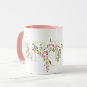 Mug élégant floral mariage printemps MARIÉE Réception 