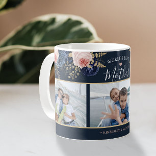 Mug Elégant Floral World's Best Mother Photo Collage