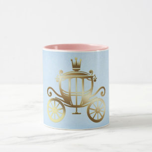 Mug Elégant Gold Carriage Blue Storybook Princesse