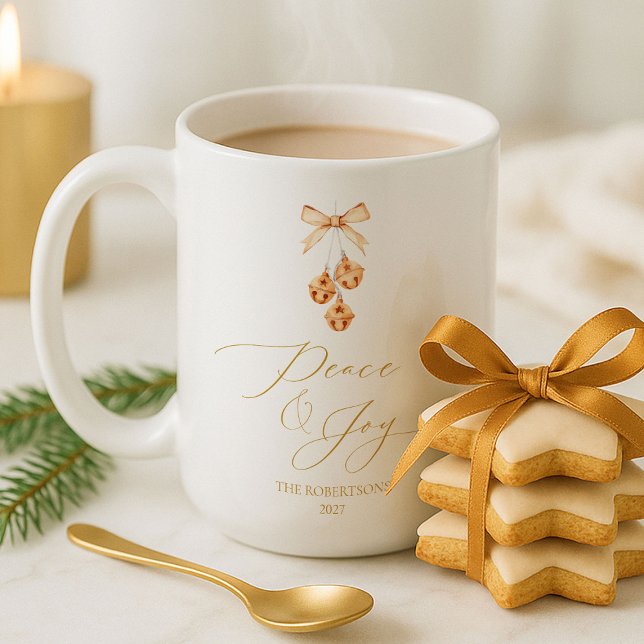 Mug Elegant Gold Script “Peace & Joy” Christmas (Créateur téléchargé)