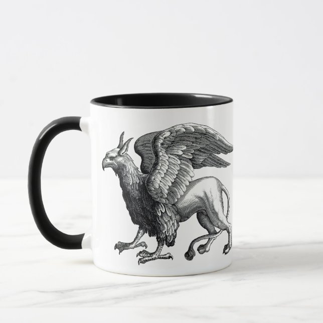 Mug Élégant Griffin noir et blanc - Bête légendaire (Gauche)