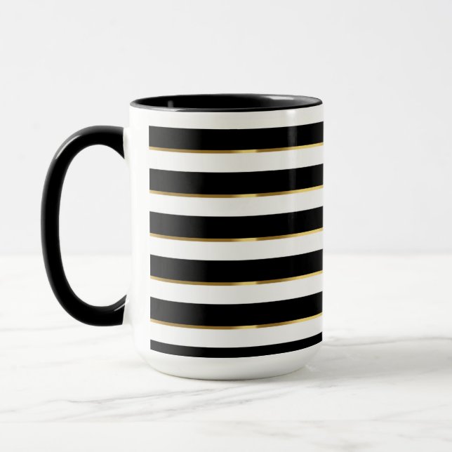 Mug Elégant Grille Noir Blanc (Gauche)