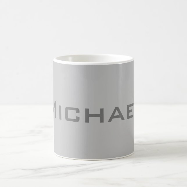 Mug Élégant Gris rétro Gris Votre Nom (Centre)