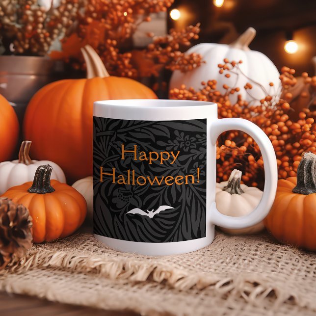 Mug Élégant Halloween noir floral botanique (Créateur téléchargé)