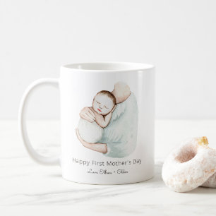 Mug Elégant Happy First Mother's Day Mignonne Aquarell