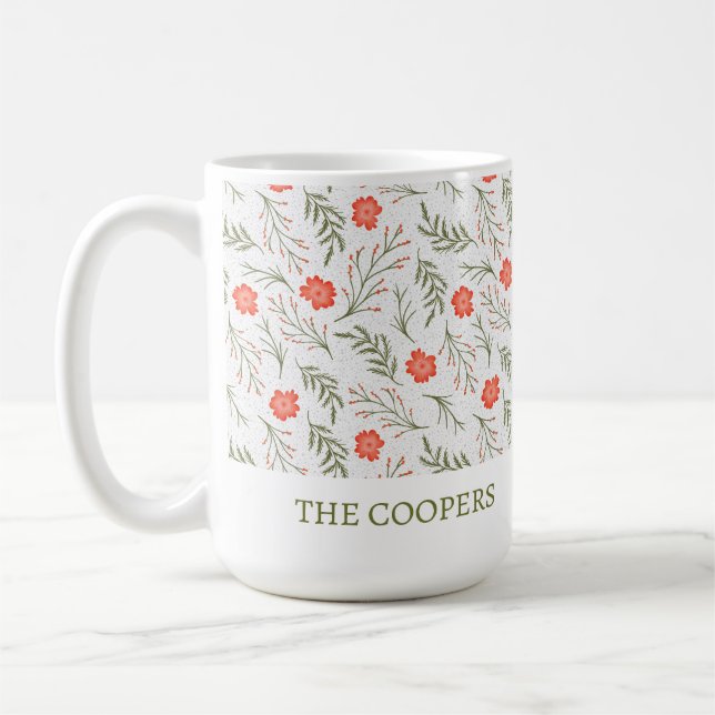 Mug Élégant hiver Floral Festive vacances (Gauche)