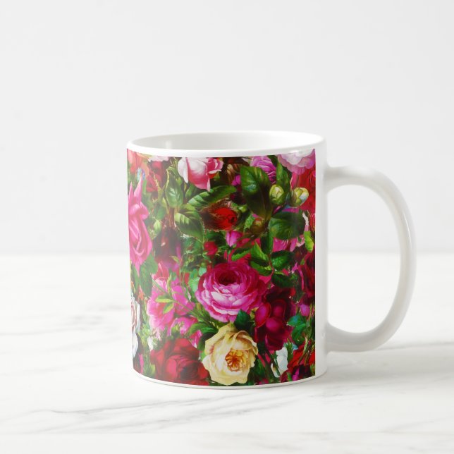 Mug Élégant jardin fleuri Vintage Rose (Droite)