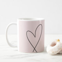 Elegant Line Art Heart Wedding Blush Pink