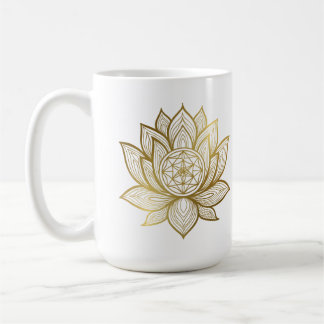 Mug Elegant Lotus Mandala - Gold Line Art Spiritual