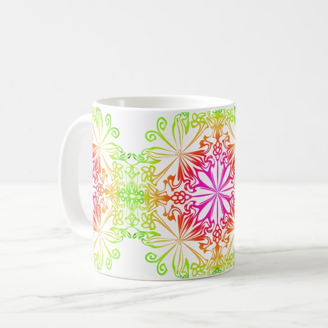 Mug Elégant mandala botanique coloré (Devant gauche)
