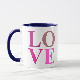 Mug Élégant, mignon Carré d'AMOUR dans les tons rose
