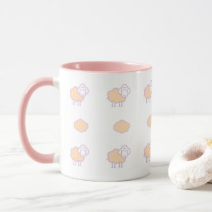 Mug Elégant Mignonne Mouton Rose Avec Nuages Motif