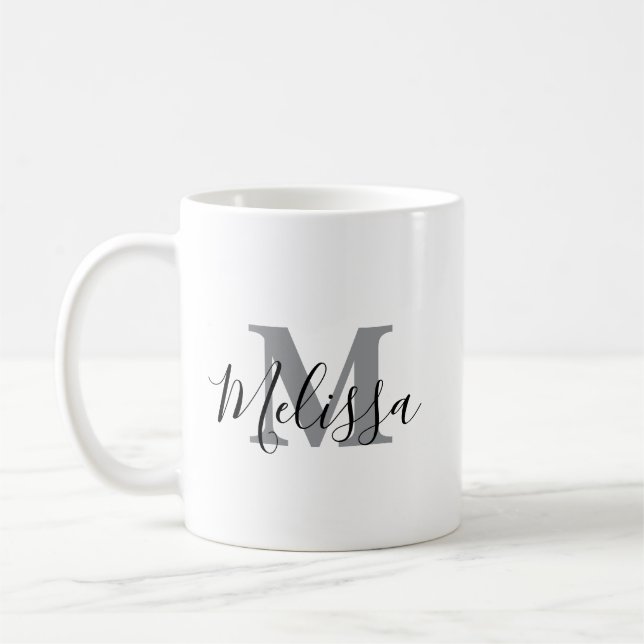 Mug Elegant Minimalist Black and White Chic Custom (Gauche)