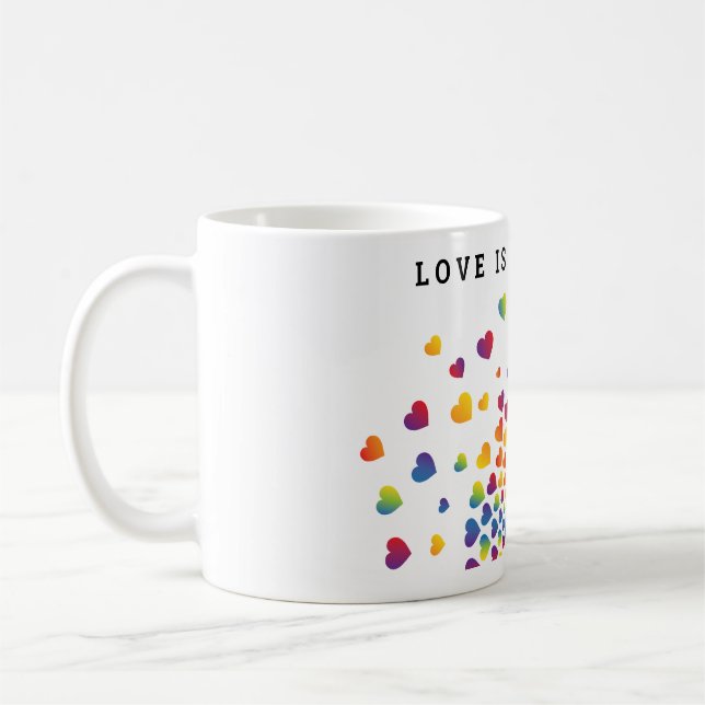 Mug Élégant minimaliste coloré Rainbow Heart Design C (Gauche)