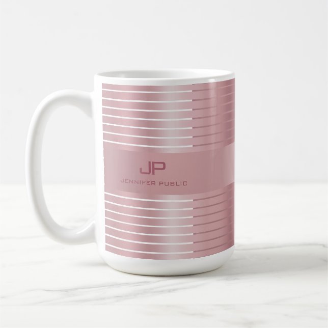 Mug Élégant Modèle d'or Rose Monogramme Moderne et ten (Gauche)