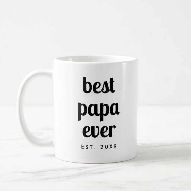 Mug Élégant Modèle moderne Best Papa Ever Script (Gauche)