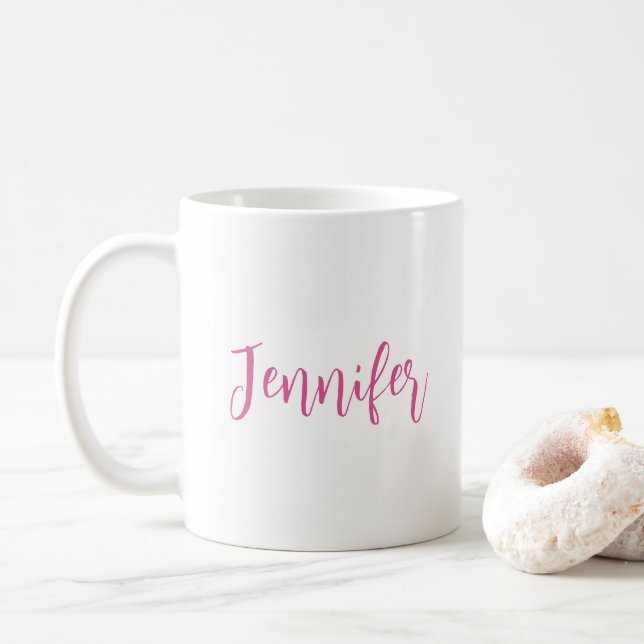 Mug Élégant Modèle moderne Nom de script blanc (Avec donut)