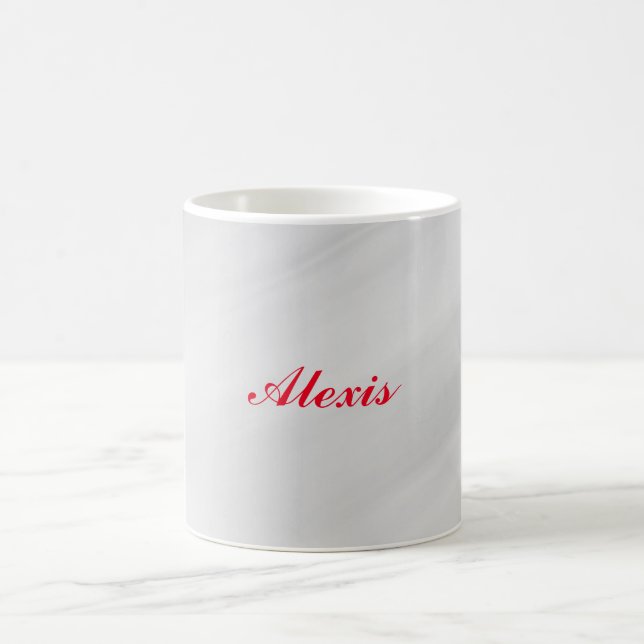 Mug Élégant moderne élégant Gris Nom rouge (Centre)